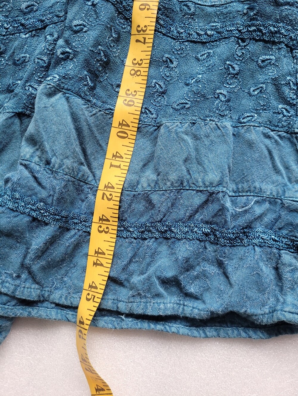 Vintage Coline Embroidered Tiered Boho Maxi Dress Teal Paisley French Large - Picture 14 of 14